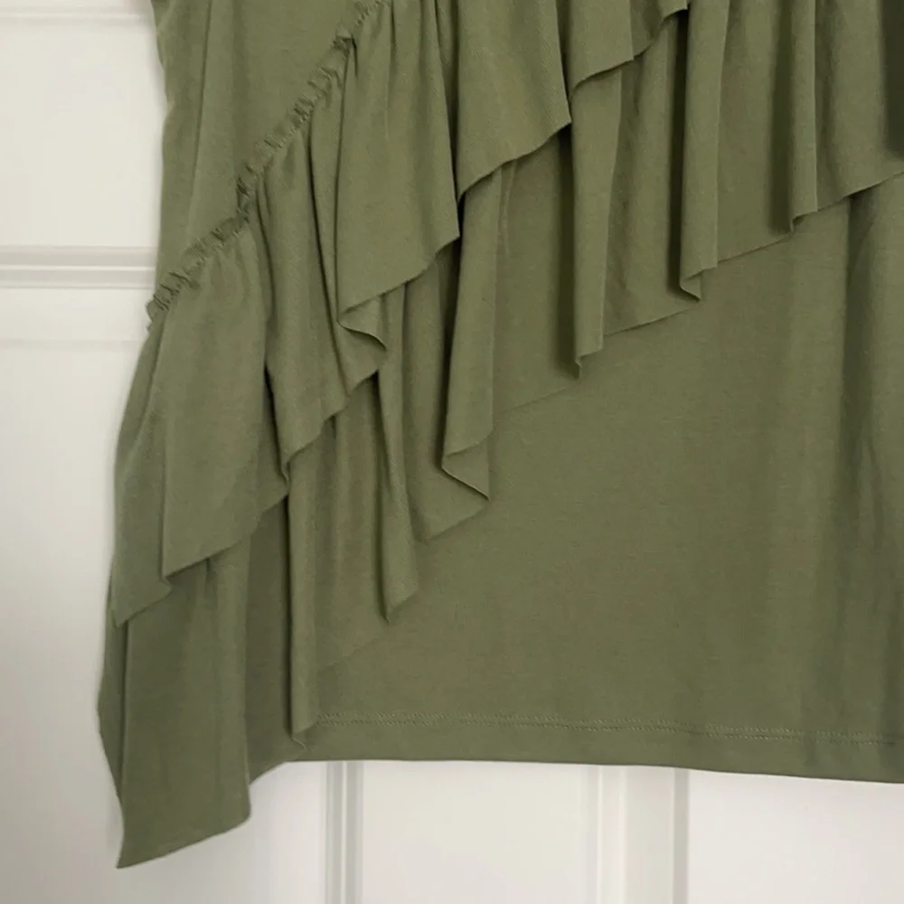 J.Crew Drapey Olive Ruffle Tank